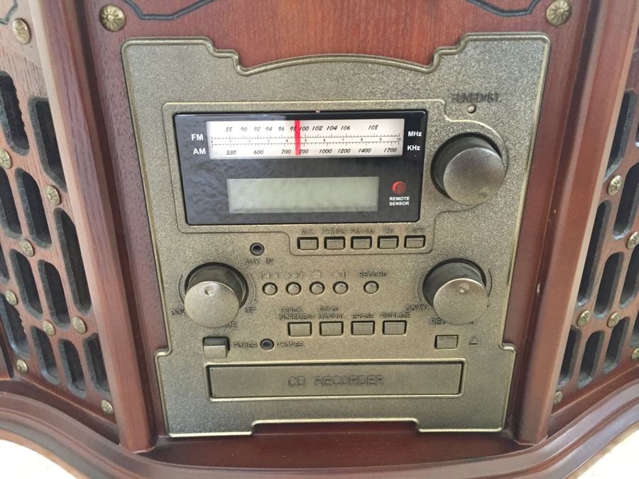 Contemporary Wooden Music Center With Record Player And Recordable CD Player By Innovative Technology [Photo 3]