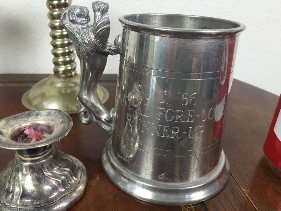 Home Decor Lot With Sterling Candle Holder, Box, English Pewter Mug And More [Photo 2]