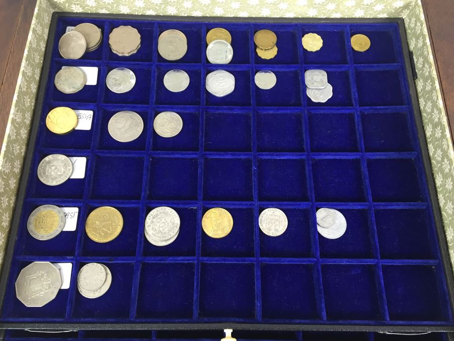 International Coin Collection In Nice 5-Drawer Presentation Box Organized By Country [Photo 39]