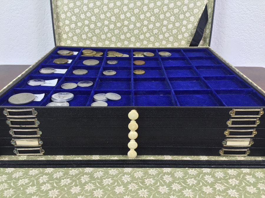 International Coin Collection In Nice 5-Drawer Presentation Box Organized By Country [Photo 2]