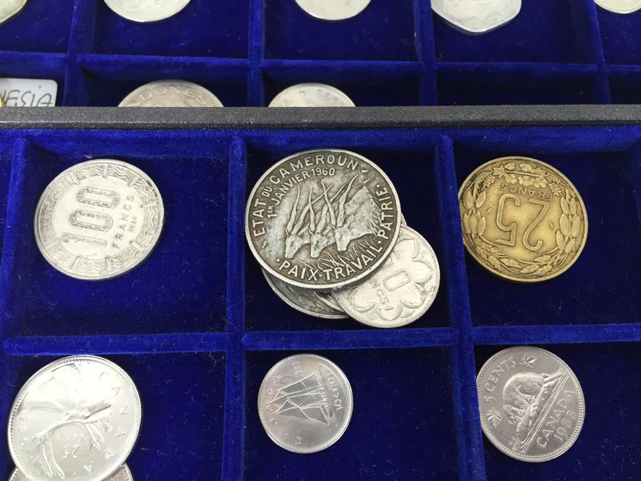 International Coin Collection In Nice 5-Drawer Presentation Box Organized By Country [Photo 35]