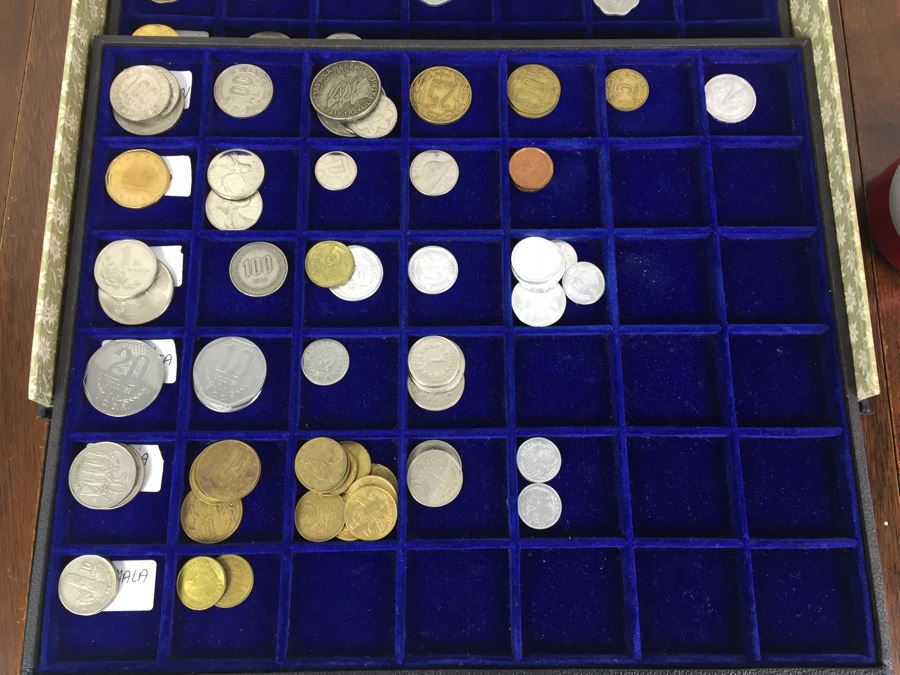 International Coin Collection In Nice 5-Drawer Presentation Box Organized By Country [Photo 3]