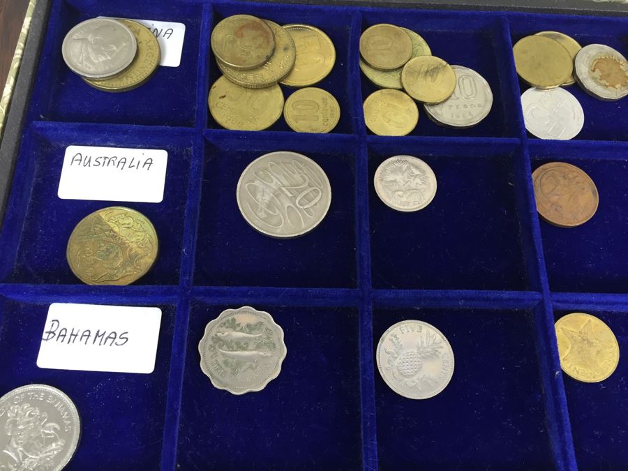 International Coin Collection In Nice 5-Drawer Presentation Box Organized By Country [Photo 9]