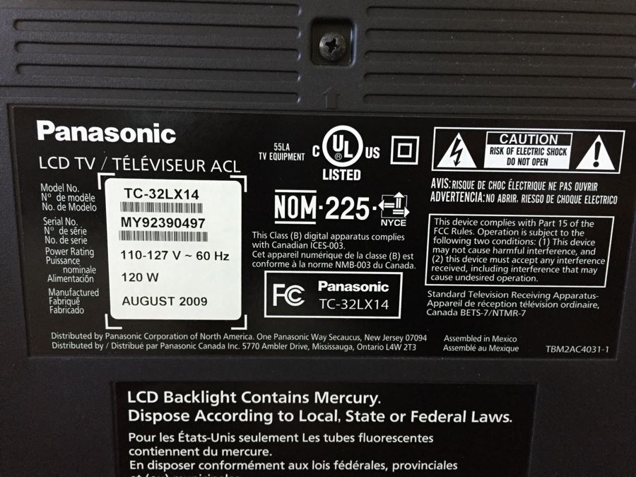 JUST ADDED - Panasonic LCD TV 32' Model No TC-32LX14 [Photo 9]