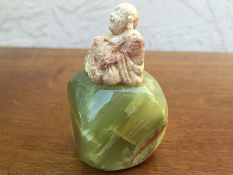 JUST ADDED - Small Stone Paperweight And Small Carved Stone Buddha