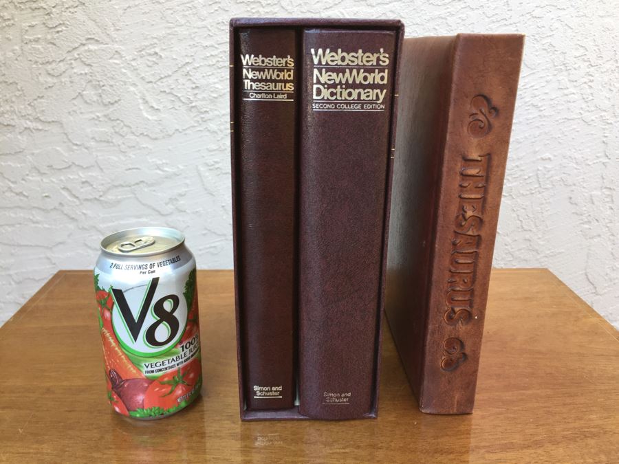 JUST ADDED - Hand-Crafted Leather Bound Special Edition Webster's New World Thesaurus And Webster's New World Dictionary With Thesaurus [Photo 1]