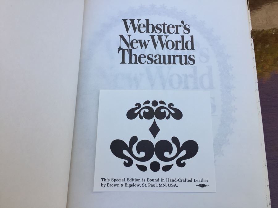 JUST ADDED - Hand-Crafted Leather Bound Special Edition Webster's New World Thesaurus And Webster's New World Dictionary With Thesaurus [Photo 3]