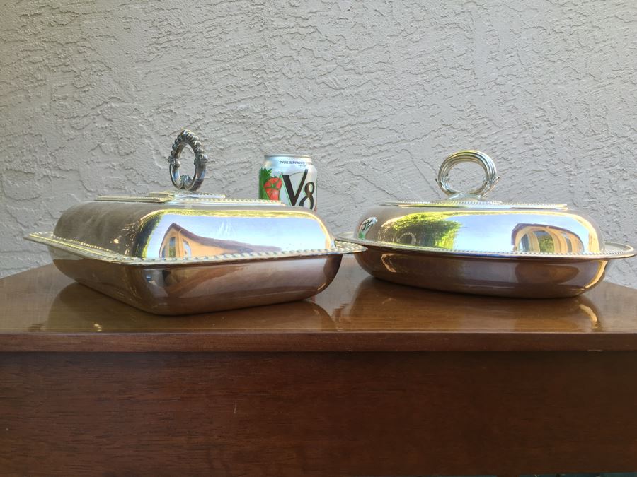 JUST ADDED - Pair Of Covered Silverplate Dishes [Photo 4]