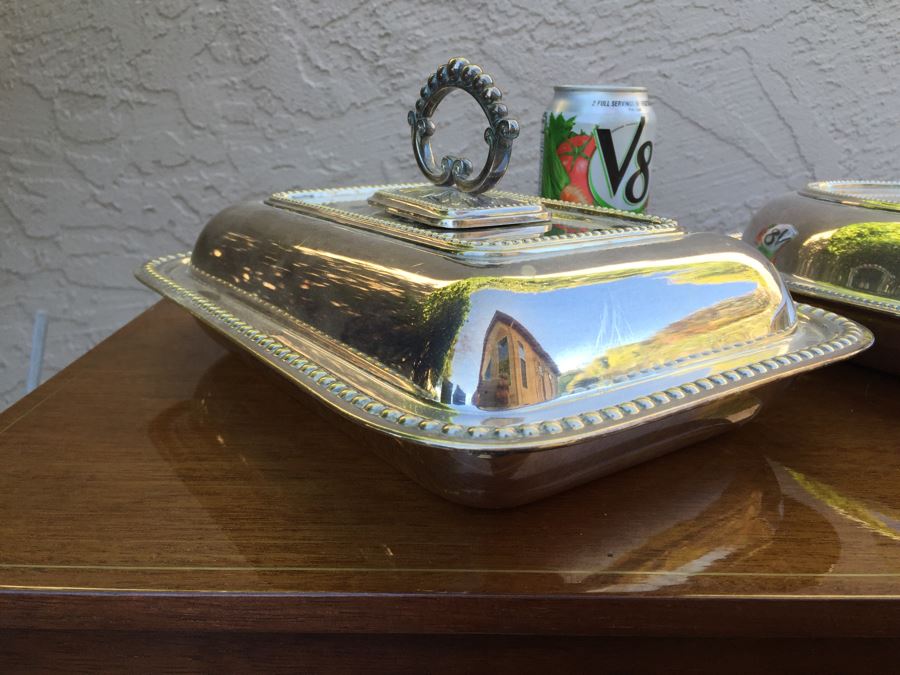 JUST ADDED - Pair Of Covered Silverplate Dishes [Photo 2]
