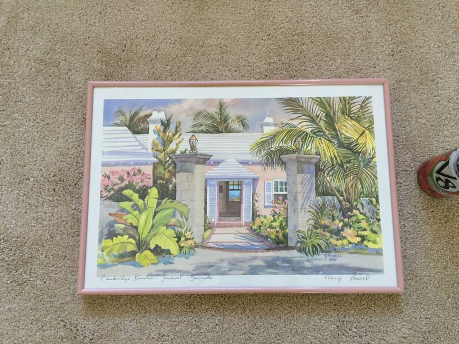 JUST ADDED - Framed Cambridge Beach Bermuda Signed Print By Mary Powell [Photo 3]