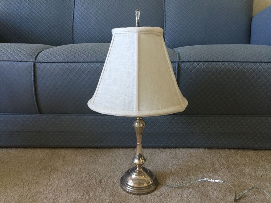 JUST ADDED - Vintage B & Co Sterling Silver Table Lamp With Shade [Photo 1]