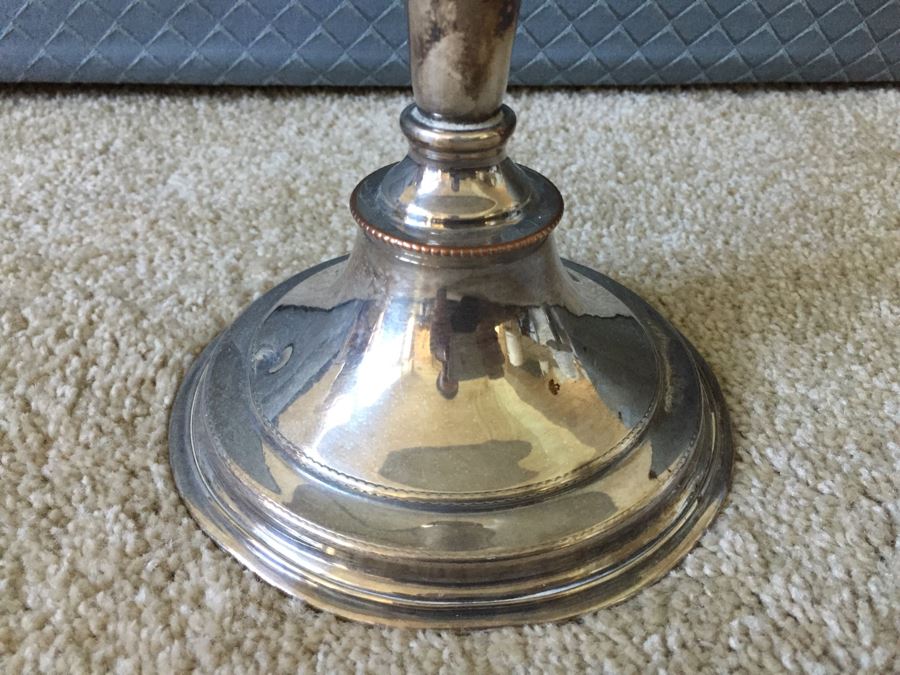 JUST ADDED - Harrowby Plate Silver On Copper Table Lamp With Shade Made In England [Photo 5]