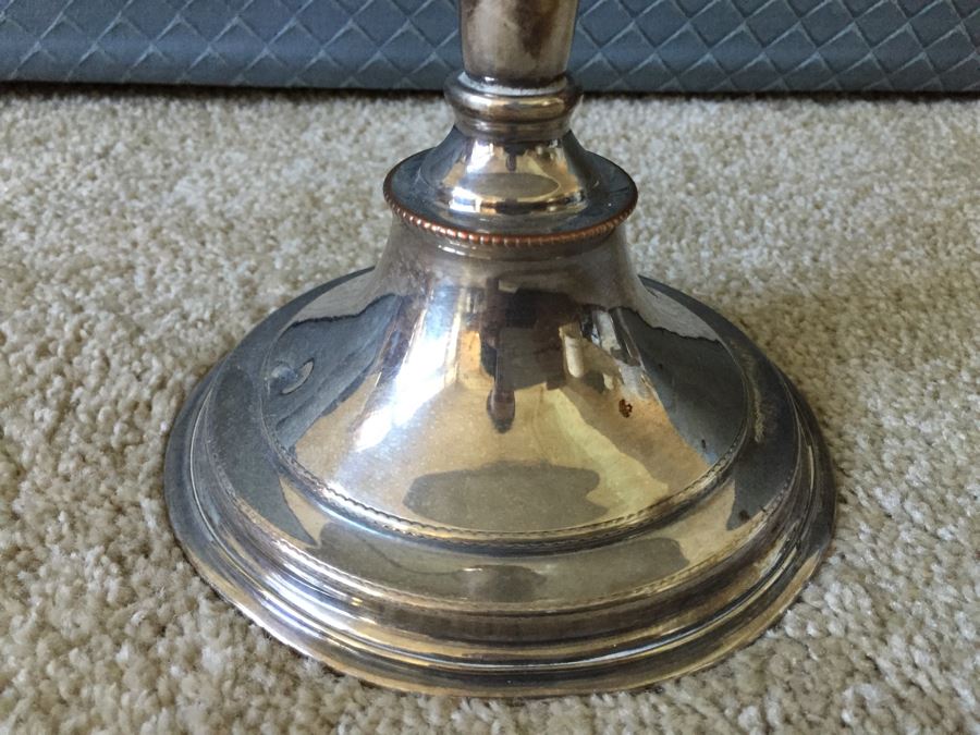 JUST ADDED - Harrowby Plate Silver On Copper Table Lamp With Shade Made In England [Photo 3]