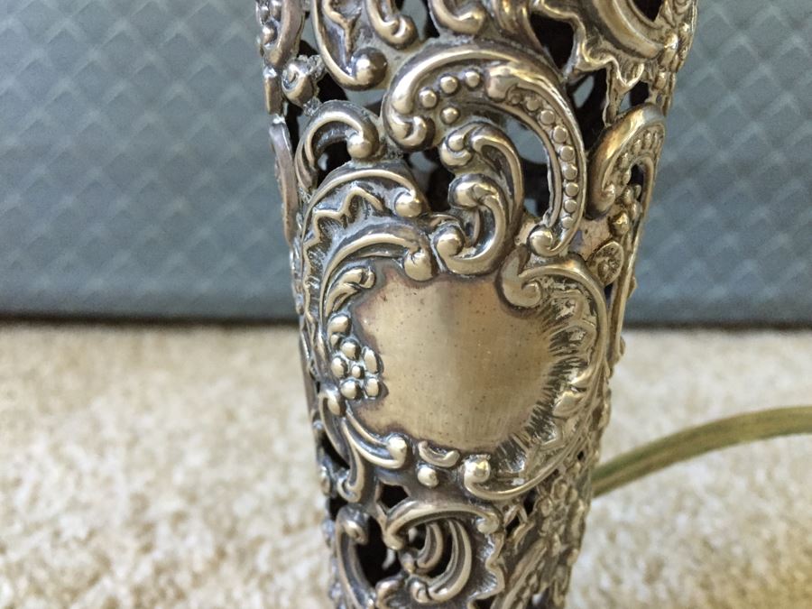 JUST ADDED - Small Silver Tone Table Lamp With Shade [Photo 3]