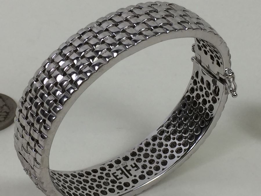 Effy Sterling Silver Bangle Bracelet And Earring Set 64.4g [Photo 9]