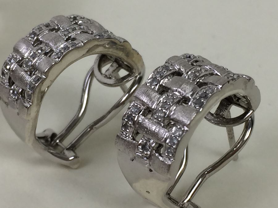 Effy Sterling Silver Bangle Bracelet And Earring Set 64.4g