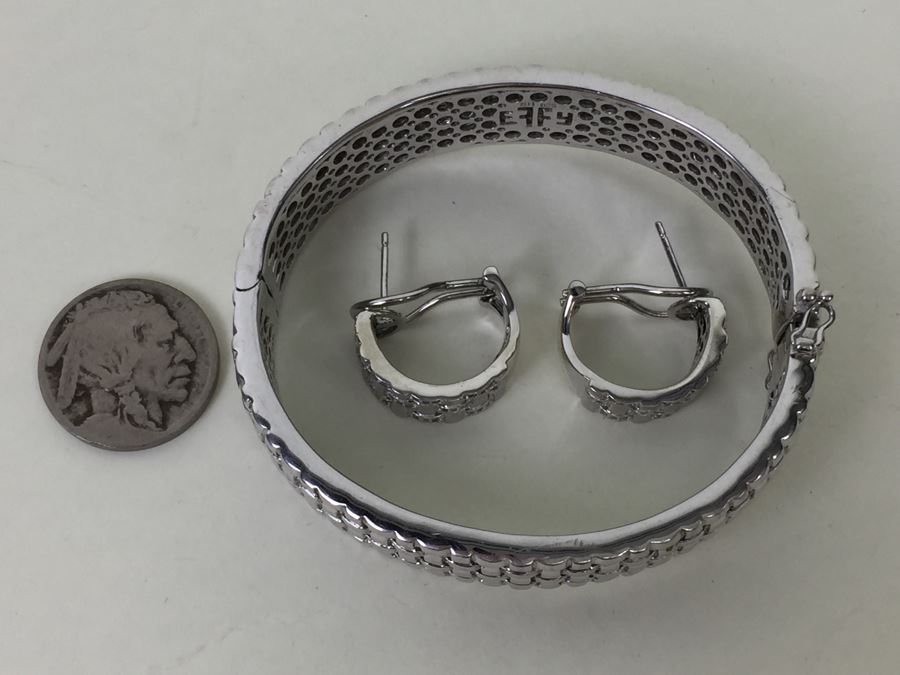 Effy Sterling Silver Bangle Bracelet And Earring Set 64.4g [Photo 1]
