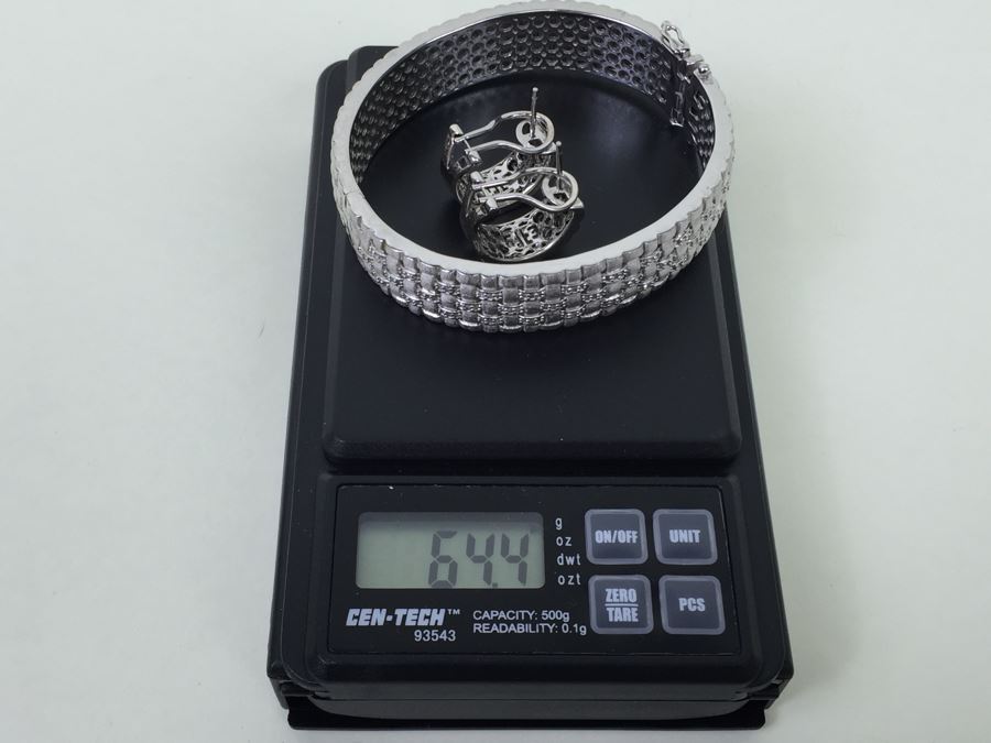 Effy Sterling Silver Bangle Bracelet And Earring Set 64.4g [Photo 14]
