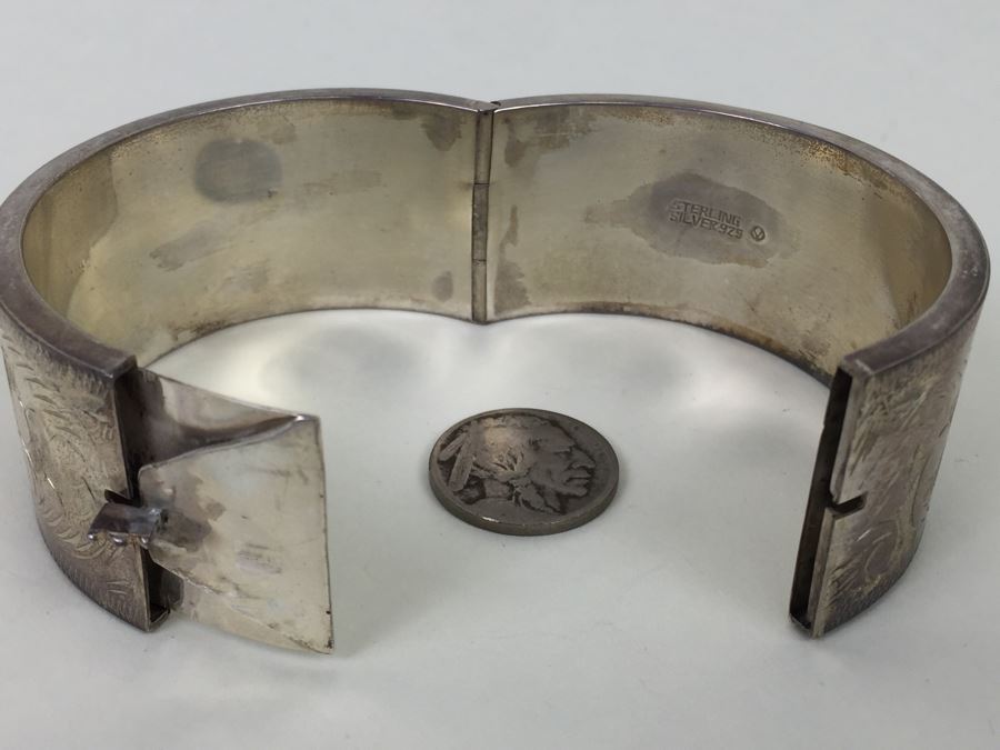 Large Signed Sterling Silver Bracelet 58.1g [Photo 9]