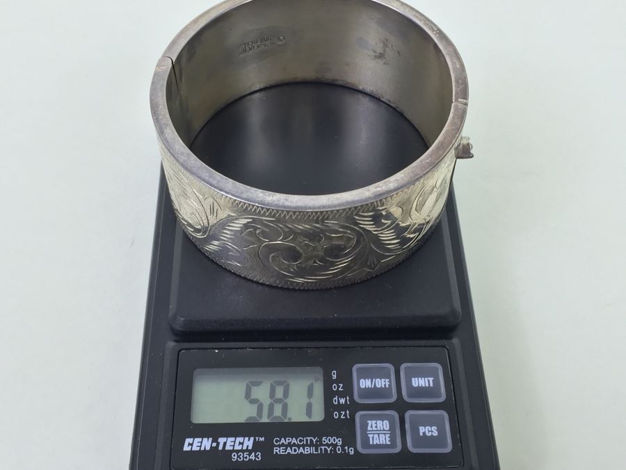 Large Signed Sterling Silver Bracelet 58.1g [Photo 11]