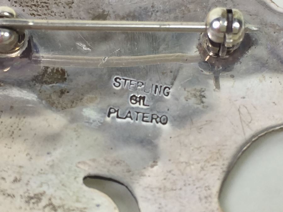 Vintage Sterling Silver And Turquoise Brooch Pin Bear Signed By Gil Platero Navajo 7.3g [Photo 3]