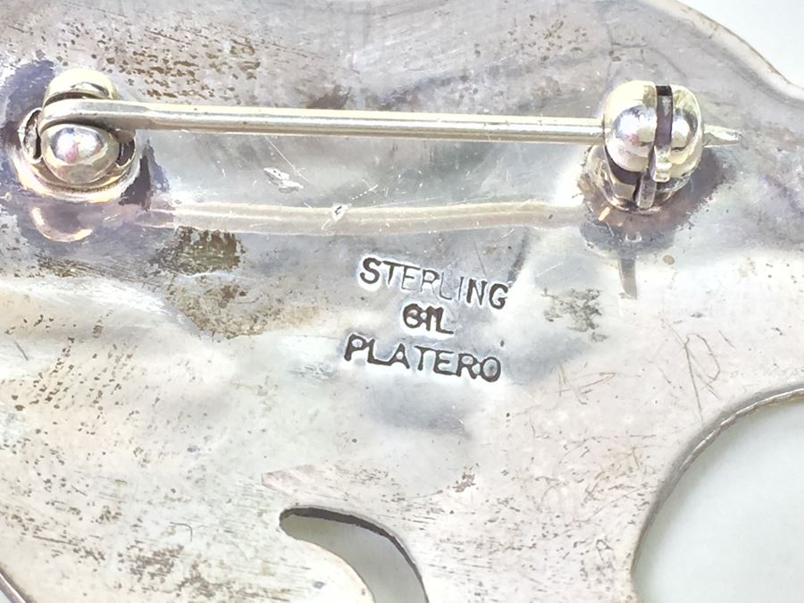 Vintage Sterling Silver And Turquoise Brooch Pin Bear Signed By Gil Platero Navajo 7.3g [Photo 10]