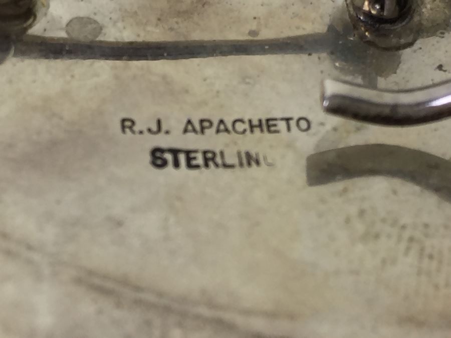 Vintage R. J. Apacheto Navajo Sterling Silver Brooch Pin Pendant 9.8g [Photo 7]