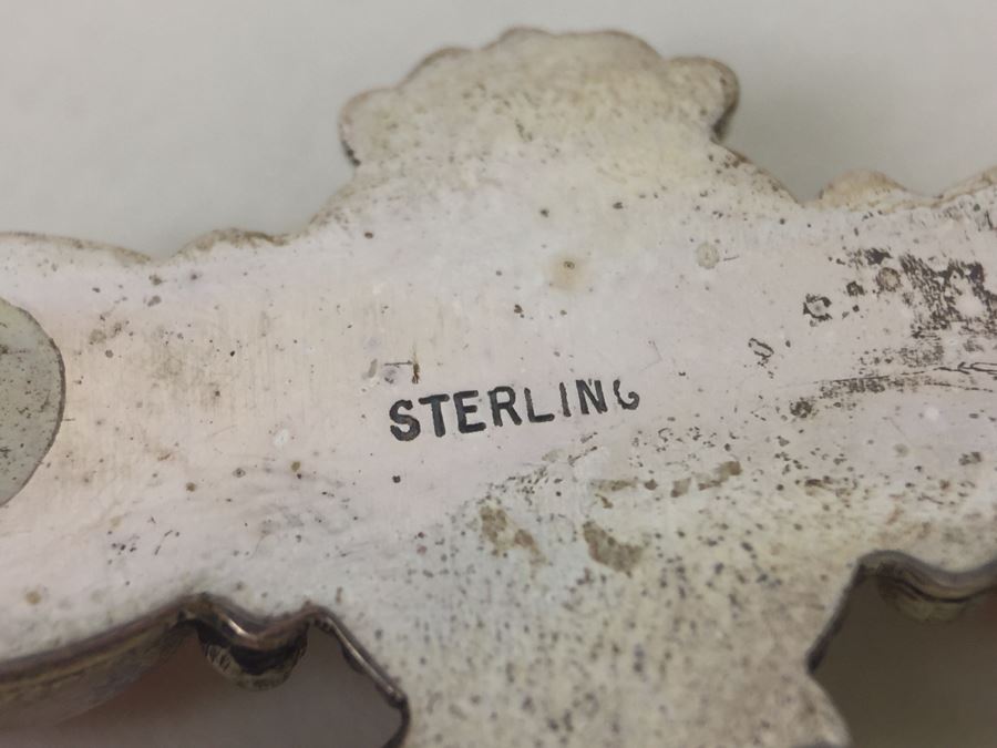 Sterling Silver With Rhodochrosite Pink Stones Brooch Pin [Photo 3]