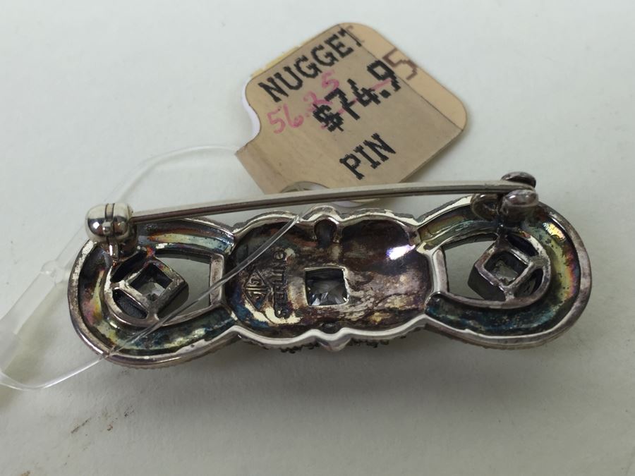 Sterling Silver Brooch Pin With Marcasites Signed JJ Judith Jack 8.3g [Photo 6]