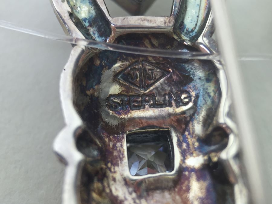 Sterling Silver Brooch Pin With Marcasites Signed JJ Judith Jack 8.3g [Photo 3]