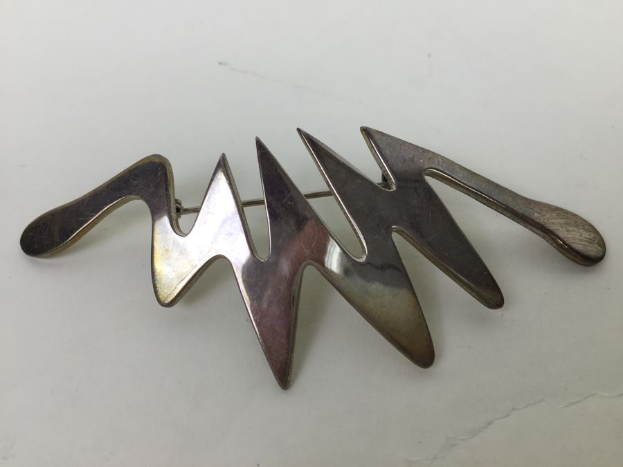 Vintage Sterling Silver Modernist Brooch Pin TA-116 Mexican 16.2g [Photo 4]