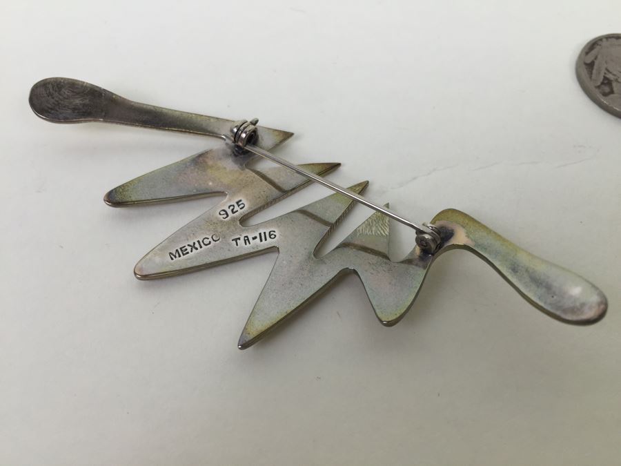 Vintage Sterling Silver Modernist Brooch Pin TA-116 Mexican 16.2g [Photo 3]