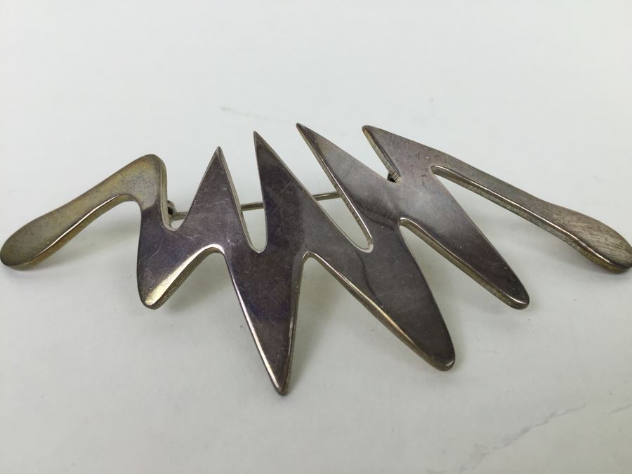 Vintage Sterling Silver Modernist Brooch Pin TA-116 Mexican 16.2g [Photo 2]