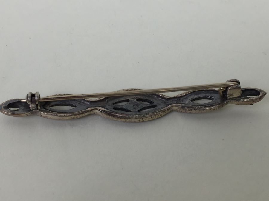 Vintage Sterling Silver Marcasite Brooch Pin Native American 5.0g [Photo 7]