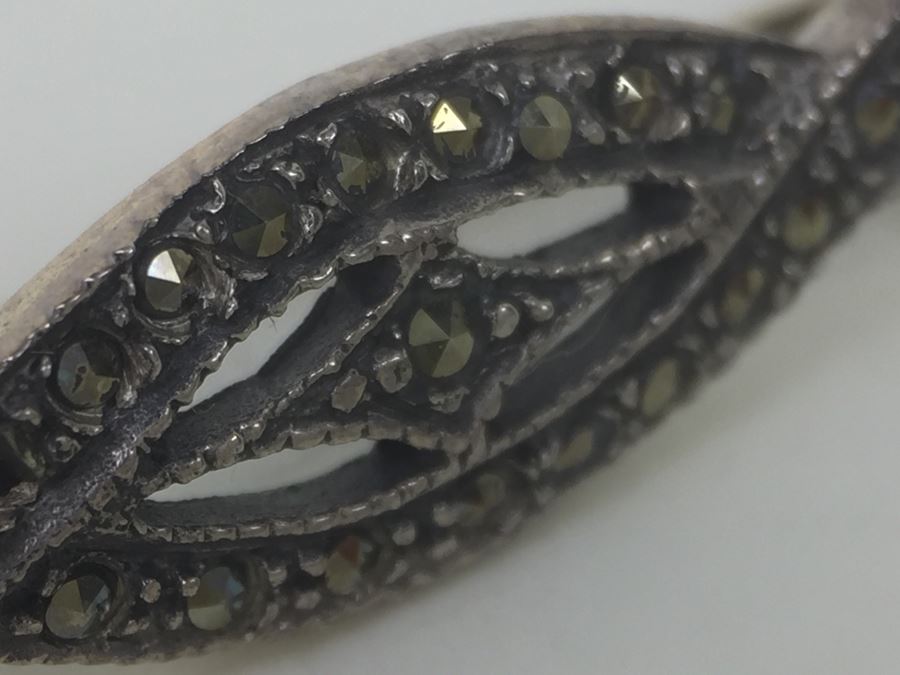 Vintage Sterling Silver Marcasite Brooch Pin Native American 5.0g [Photo 10]