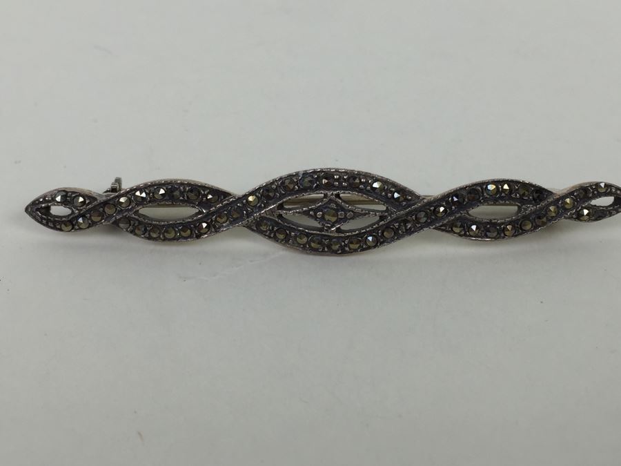 Vintage Sterling Silver Marcasite Brooch Pin Native American 5.0g [Photo 6]