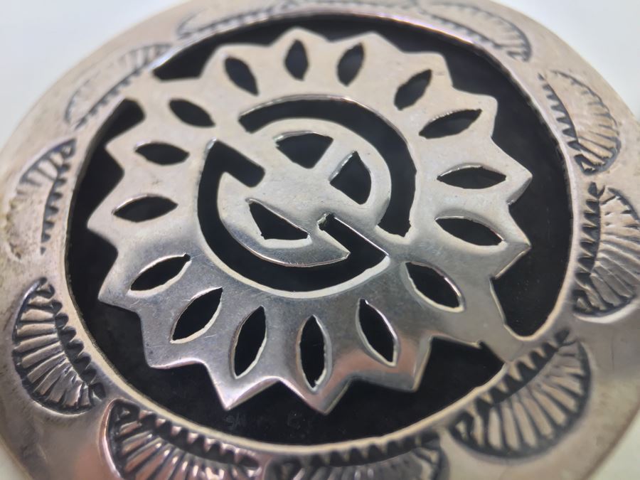 Vintage Sterling Silver Native American Earrings Signed MR 17.3g [Photo 2]