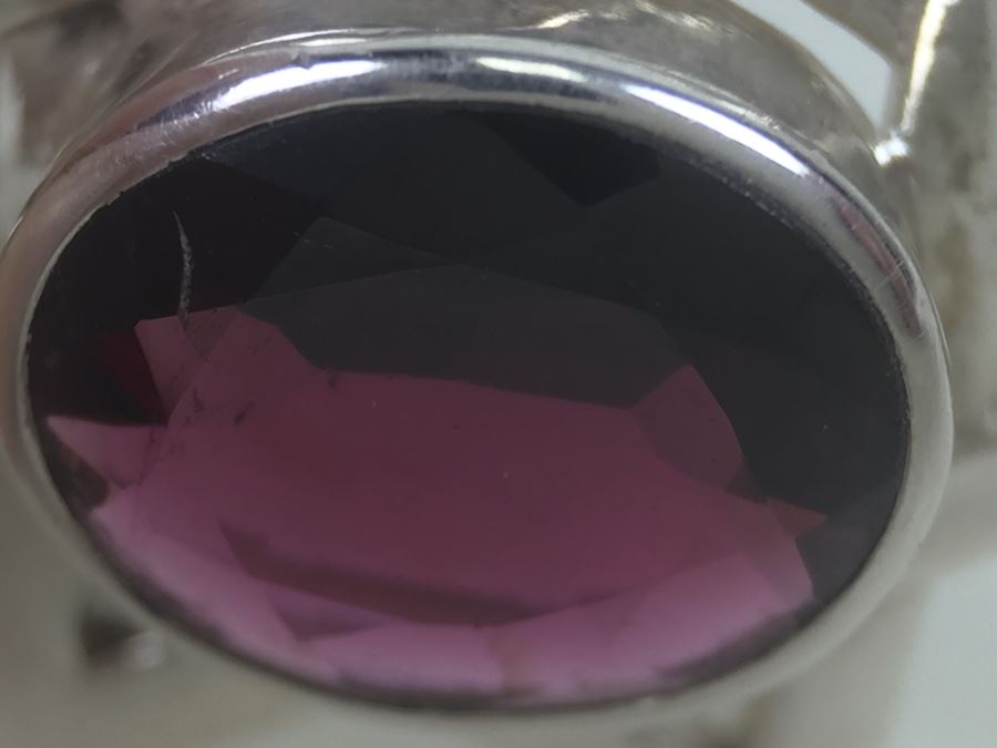 Vintage Sterling Silver Star Of David Pendant With Large Gemstone 8.3g [Photo 14]