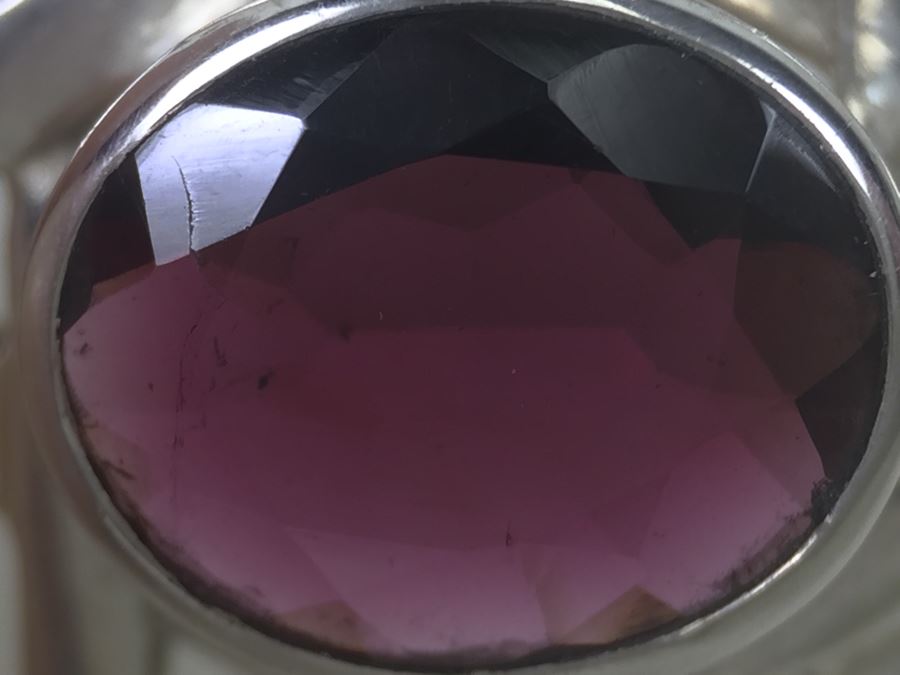 Vintage Sterling Silver Star Of David Pendant With Large Gemstone 8.3g [Photo 12]