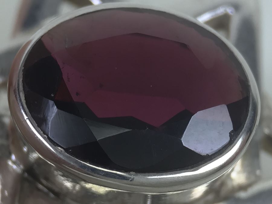 Vintage Sterling Silver Star Of David Pendant With Large Gemstone 8.3g [Photo 18]