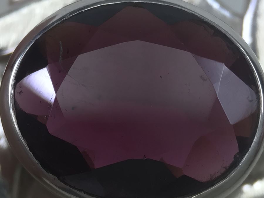 Vintage Sterling Silver Star Of David Pendant With Large Gemstone 8.3g [Photo 17]