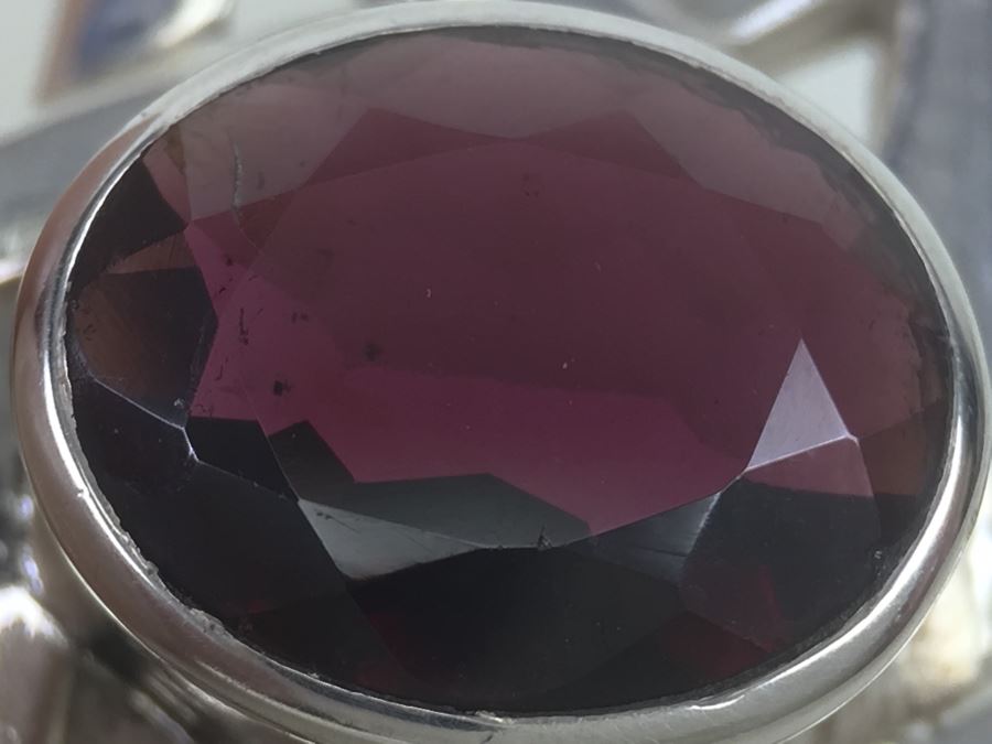 Vintage Sterling Silver Star Of David Pendant With Large Gemstone 8.3g [Photo 3]