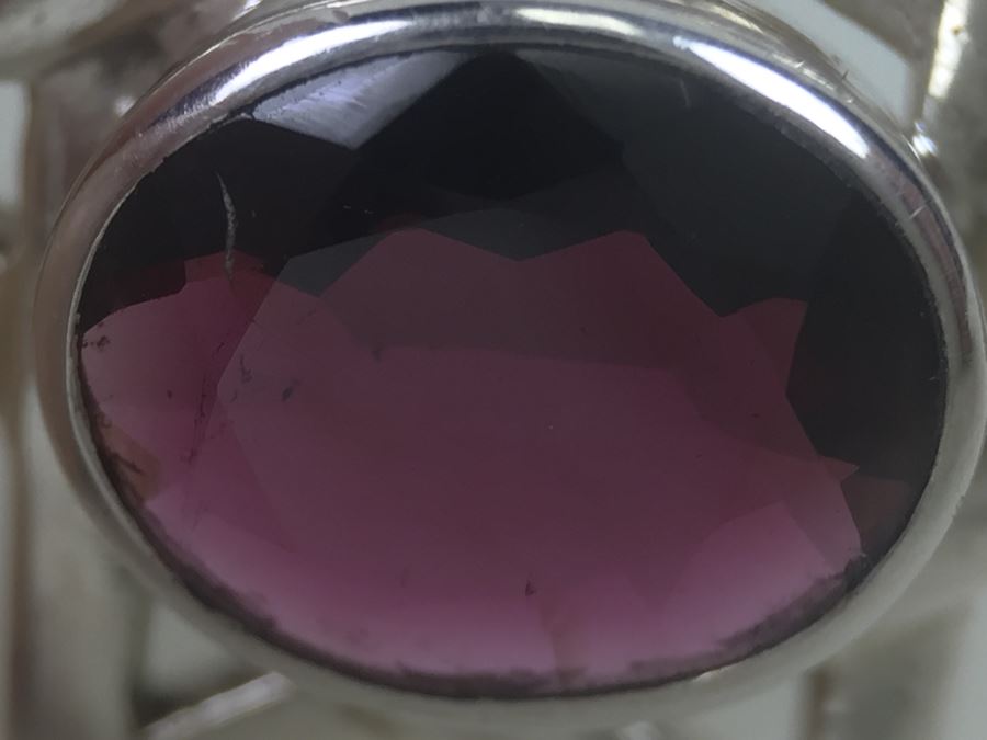 Vintage Sterling Silver Star Of David Pendant With Large Gemstone 8.3g [Photo 13]