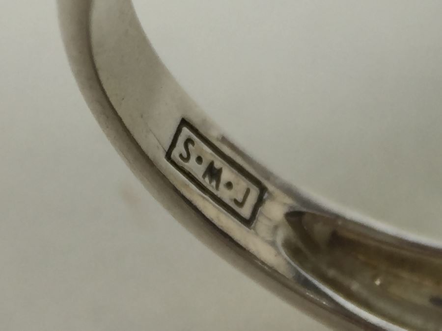 Sterling Silver Ring Size 7 With Marcasites And Large Lapis Lazuli Stone Signed SMJ 11.5g [Photo 11]