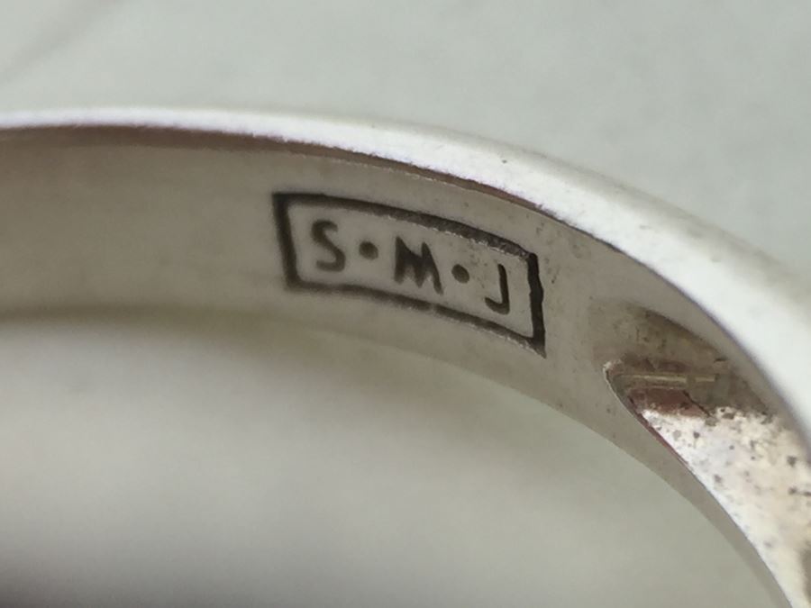 Sterling Silver Ring Size 7 With Marcasites And Large Lapis Lazuli Stone Signed SMJ 11.5g [Photo 10]