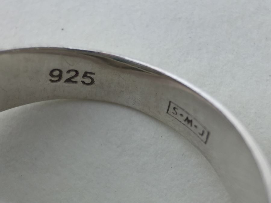 Sterling Silver Turquoise Ring With Marcasites Signed S M J 11.7g [Photo 16]