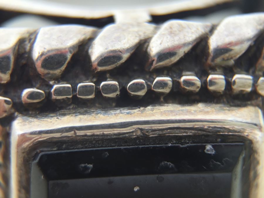 Sterling Silver Black Onyx Ring Signed J C 6.7g [Photo 8]