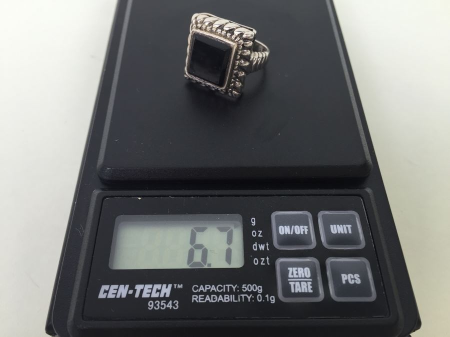 Sterling Silver Black Onyx Ring Signed J C 6.7g [Photo 10]