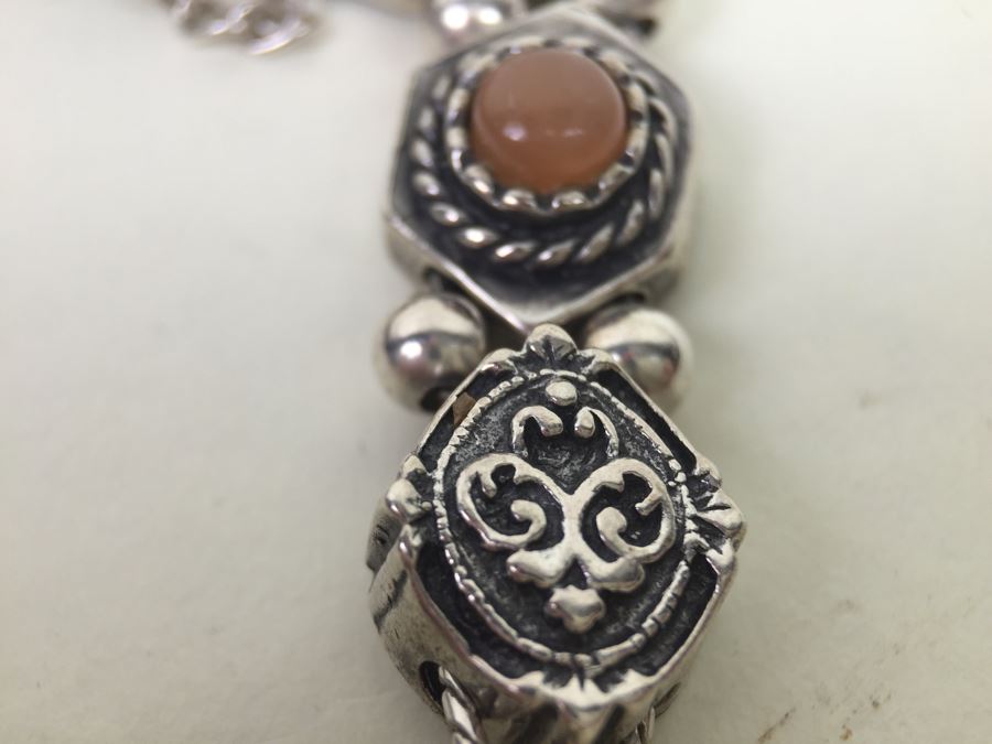 Signed Sterling Silver Bracelet With Gemstones 35.5g [Photo 9]