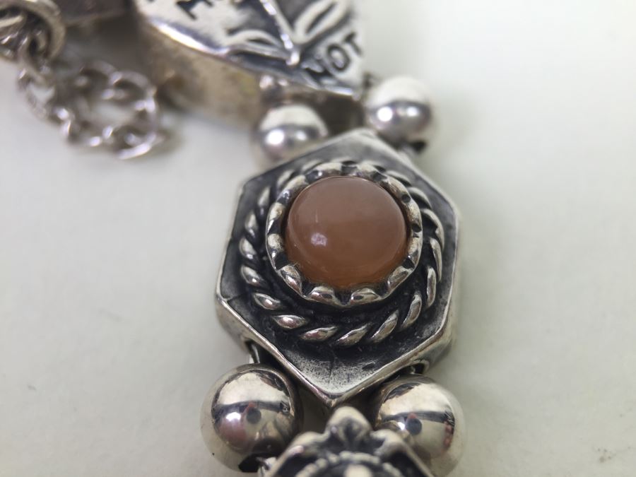 Signed Sterling Silver Bracelet With Gemstones 35.5g [Photo 11]